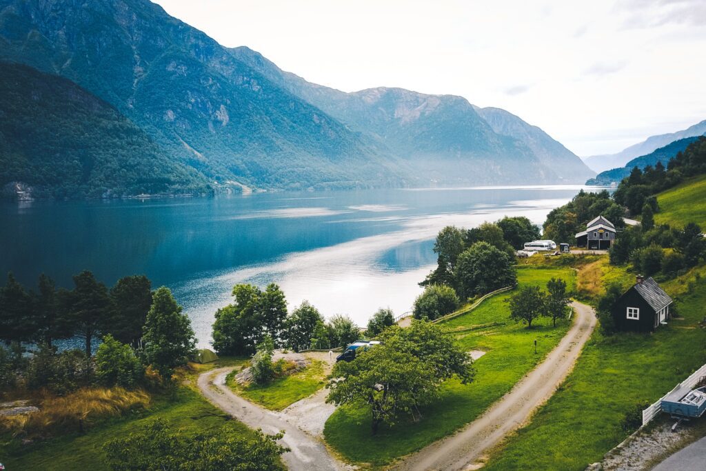 View to Fjord and water in Norway